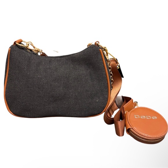 Bebe Rian Denim Crossbody Bag With Charm - Picture 2 of 2